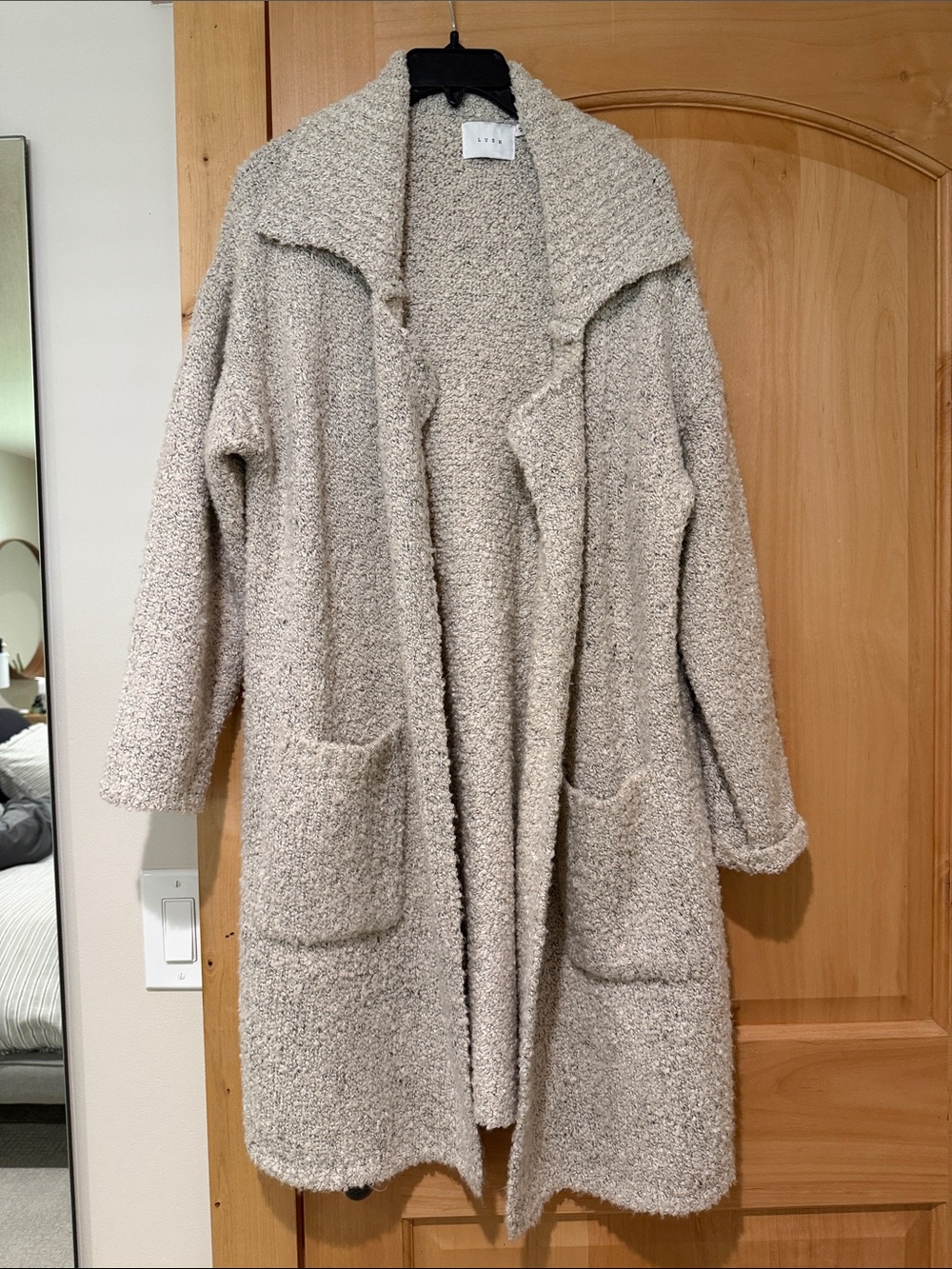 Lush Cream Bouclé Open Front Coatigan